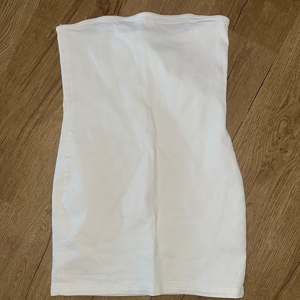 White Zara Strapless Fitted Dresss